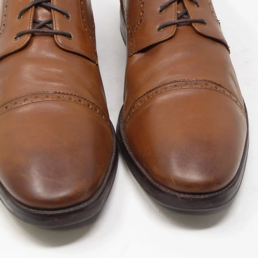Cole Haan Mens Jefferson Grand 2.0 Oxford Shoes Brown Leather Brogue Cap Toe 13M